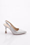 Women's Pointed Toe Stone Heeled Shoes Silver 61123534