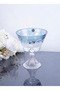 Blue and White Patterned Footed Glass Presentation Bowl |   Crystal Look Bowl 19 cm - 6