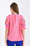 Women's Flower Embroidery Detailed Pink Color Blouse - 6