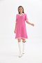 Women's Shirt Collar Fuchsia Striped Dress