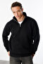 Unisex Sweatshirt Comfortable Cut Cotton Fleece Inside Half Zipper Stand Collar Sweatshirt