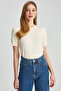 Women's Crew Neck Short Sleeve Knitwear Blouse