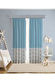 BABY AND KIDS ROOM Blue Sailor Patterned 2 Wing Background Curtain