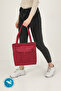 Claret Red U7 Canvas Fabric, Snap Fastener, 2 Compartments, Women's Hand, Arm and Shoulder Bag - 5