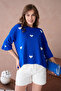 Women's Crew Neck Stone Embroidered Loose Knitwear Sweater - 2