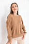Crew Neck Long Back Slit Transitional Knitwear Sweater - 2