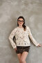 Women's Crochet Cream Knitted Cardigan with Gold Buttons - 2