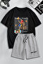 Unisex Men's and Women's One Piece Monkey D Anime Printed Special Design Oversize Tshirt and Shorts Set