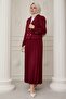 Double Suit with Pleated Skirt and Jacket Claret Red - 4