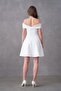Flexible Scuba Fabric V-Neck White Evening Dress Engagement Wedding Graduation 019 - 3
