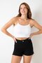 Black Denim Shorts - Women's, Lock Zip - 4
