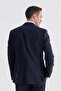 Navy Blue Slim Fit Mono Neck Double Slit Straight Suit - 5