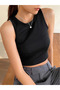 Halter Neck Camisole Fabric Sleeveless High Waist Matching Basic Summer Crop Tank Top - 3