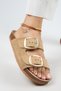 Irene Women's Genuine Leather Double Buckle Sand Slippers - 4