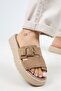 Begonia Women's Genuine Leather Single Strip Mink Slippers