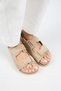 Emilia Women's Genuine Leather Double Velcro Beige Sandals - 3