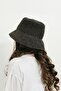 Women's Straw Bucket Hat Natural Adjustable Bucket Beach Hat Black - 3
