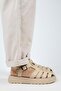 Rosa Women's Genuine Leather Caged Buckle Beige - Leather Sandals - 2