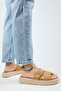 Begonia Women's Genuine Leather Single Strap Mustard Slippers