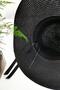 Women's Oversize Large Straw Hat Natural 55cm Beach Hat Black - 4