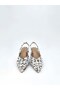 Angelle White-Black Linen Women's Heeled Shoes - 5