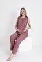 Pregnant and Maternity Ruffle Detailed V-Neck Woven Pajama Set Suitable for Breastfeeding - 4
