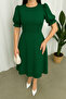 Emerald Green Imported Crepe Fabric Watermelon Sleeve Back Zipper Midi Length Dress - 2