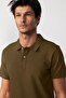 Men's Regular Fit Comfortable Cut 100% Cotton Plain Pique Dark Mink Polo Neck T-Shirt - 2