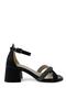 704 Girl's Black Glittery Stone Heeled Evening Dress Shoes
