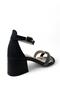 704 Girl's Black Glittery Stone Heeled Evening Dress Shoes - 4