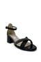 704 Girl's Black Glittery Stone Heeled Evening Dress Shoes - 2