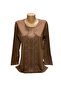Relaxed Cut Front Waterway Stone Embroidered Mother Women's Combed Cotton Blouse - 3