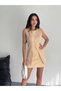 Cream Crew Neck Sleeveless Vest Mini Skirt Double Fabric Double Set - 3