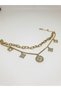 1. Grade Quality 316L Surgical Steel Women's Bracelet, Double Chain with Pearlescent Flower Figured Model No 2 - 2