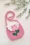 Children's Bag with Daisy / Knitted Children's Bag / Pink Cute Children's Bag