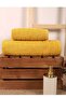 2 Piece Bath Towel Set 100% Cotton Swab Pattern Yellow