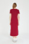 Women's Burgundy Basic Summer Dress Containing Modal Fabric Soft Texture - 7