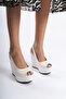 Perla; White Matte Leather, 12 cm Wedge Heeled Shoes - 3