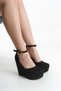 Fallon; Black Suede, 12 cm Wedge Heeled Shoes - 2
