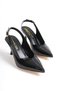 Rossie; Women's Black Patent Leather, Open Back Classic Thin Heeled Stiletto - 4