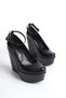 Orion; Black Patent Leather 12 cm Wedge Heeled Shoes with Removable Helmet - 4
