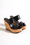 Victory; Black, 12 Cm Cork Heeled Women's Slippers - 2