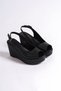 Juliet; Women'S, Black Leather, Open Toe and Back, 9 cm Wedge Heel Shoes (Please Refer to the Product for the Size) - 4
