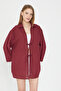 Women's Burgundy Linen Laced Kimono / Sevde Ugur - 5