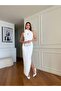 Rose Accessory Stone Collar Detailed Slit Evening Dress