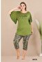Plus Size Elastic Waist Comfort Model Viscose Cotton Women's Capri Pajamas Suit