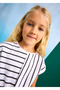 Girl's Striped T-Shirt Pants Suit White 3559 - 6