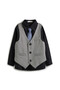 Grey Herringbone Waistcoat And Pant Set With Shirt And Tie - 2