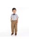 Tan Waistcoat And Pant Set With Shirt And Bow Tie - 3