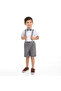 Gray Shorts And Braces Set With Shirt And Bow Tie